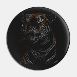 tiger, black shirt, colored tiger Pin