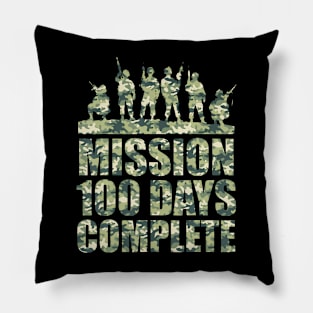 100th Day Of School  Army Military Boys Camo Green Pillow