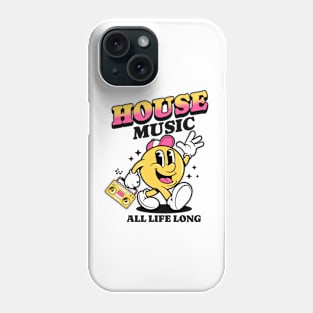 HOUSE MUSIC  - Retro Mascot All Life Long (black/pink) Phone Case