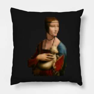 Pixel art Lady with an Ermine by Da Vinci Pillow