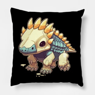 Spooky Scary Chibi Triceratops Isometric Dinosaur Skeleton Pillow