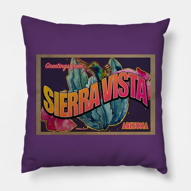 Greetings from Sierra Vista, Arizona Pillow by Nuttshaw Studios