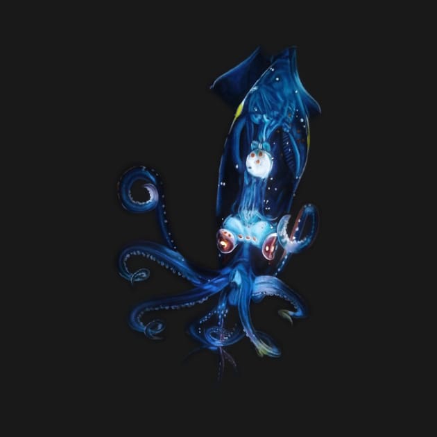 Bioluminescent Squid by Prettielilpixie