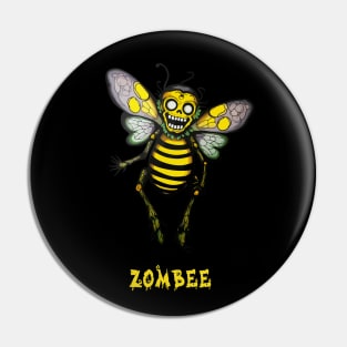 Zombee Halloween Funny Zombie and Bee Pun Pin