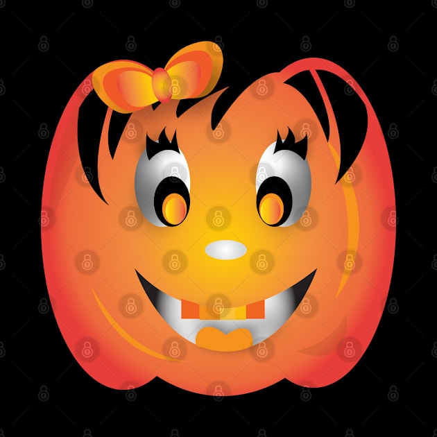 Halloween Cute Pumpkin Girl by OriginalGraphicMarket