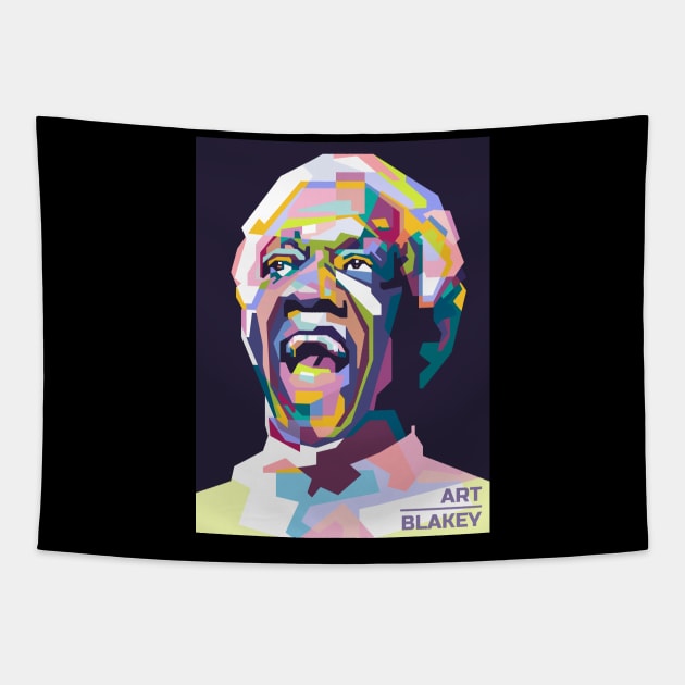 Abstract Popart Art Blakey in WPAP Tapestry by smd90