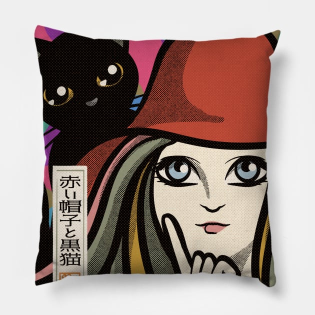 Red hat and black cat Pillow by BATKEI