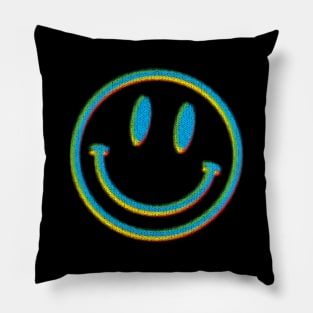 Acid Smiley in blue Pillow