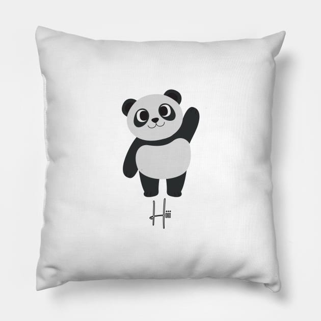 Panda baby saying Hiii Pillow by Mia