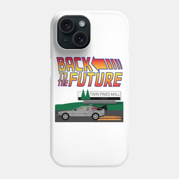 Einstein Zooms past the Twin Pines Mall in Doc Brown's Delorean Phone Case by DQDesigns By Chele