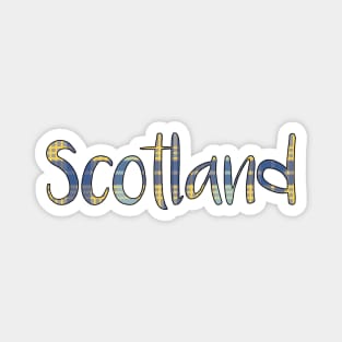 SCOTLAND, Blue and Yellow Tartan Style Design Magnet