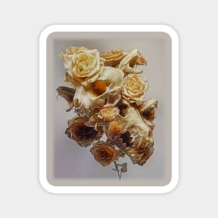 Animal skulls with snake heads surrounded by dry roses Magnet