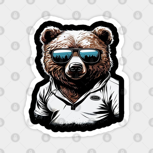 Bear Wearing Sunglasses Magnet by AI INKER