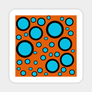 teal black and orange polka dot design pattern Magnet