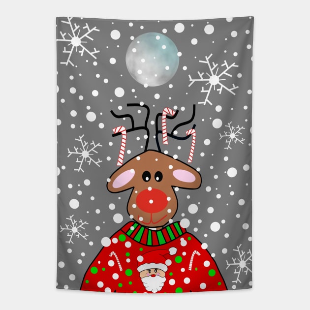 SNOWSTORM Reindeer Xmas Tapestry by SartorisArt1