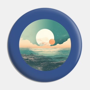 Mystical Deep See Moon Tides and Clouds Pin
