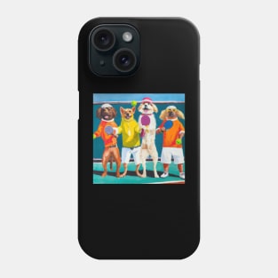 Dogs playing pickleball oil painting Phone Case