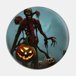 Pumpkin Zombie in Halloween Pin