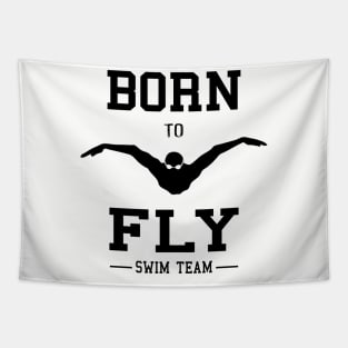 Swimmer Born To Fly Swim Team Butterfly Swimming Fan Tapestry