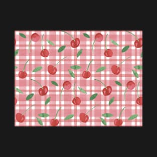 Cheery Cherry Check | Red Picnic Gingham Style Pattern T-Shirt