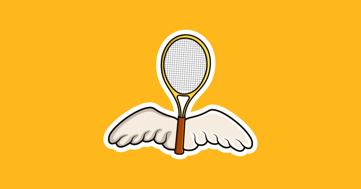 Tennis Racket and Wings Sticker vector illustration. Sports objects ...