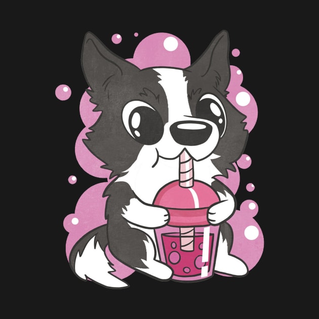 Border collie dog bubble tea by Picasso_design1995