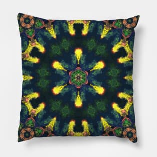 Psychedelic Hippie Yellow Green and Blue Pillow