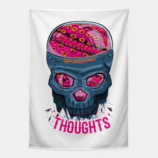 Fear your own thoughts octopus skull Tapestry