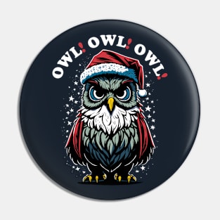 Santa Claus Owl For Christmas Pin