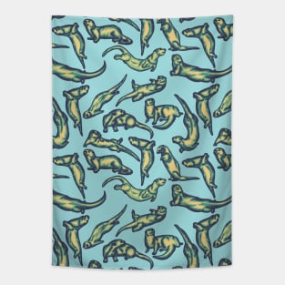 Playful Otters All Over Print Tapestry