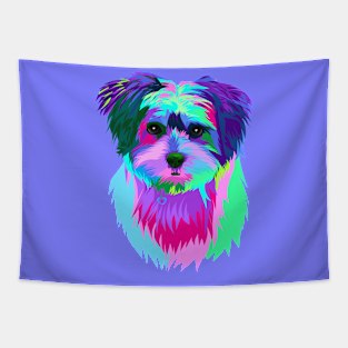 Colorful cute dog rainbow Tapestry