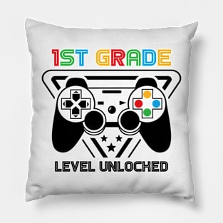 1st Grade Level Unlocked Video Gamer Back to School Boys Pillow