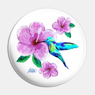 Hummingbird & Flowers Pin