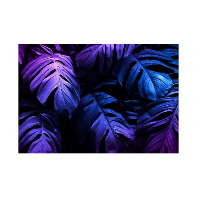 Neon Tropical Monstera Leaf Pattern by sheeniamoon