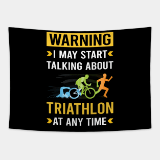 Warning Triathlon Triathlete Tapestry