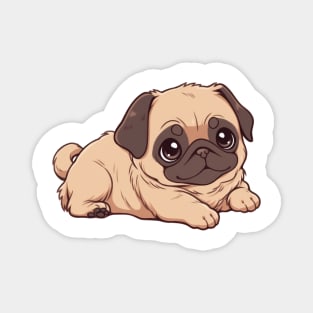 Cute Pug Dog Laying Down Magnet