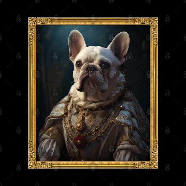 White French Bulldog - Medieval French Prince - Framed by HUH? Designs
