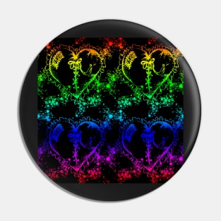 Rainbow Hearts Rainbow Bow Rainbow Ribbon With Black Background Pin