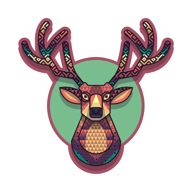 Geometric Stitched Deer by SandiTyche