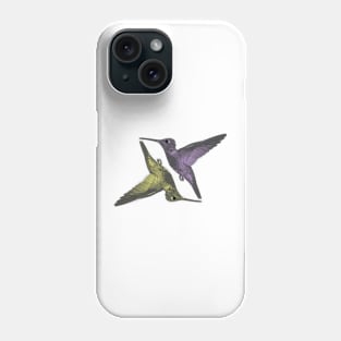 Humming Birds yellow violet Phone Case