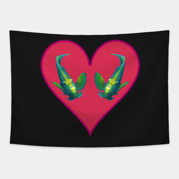 Angelfish | Pair of twins | Variation in Viva Magenta | Tapestry by Ute-Niemann