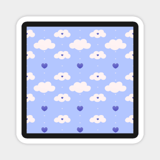 Light blue pattern with clouds, hearts Magnet