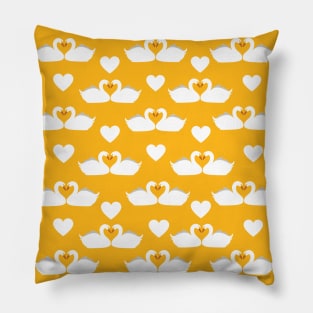 white swans love hearts Pillow