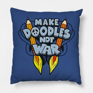 Cute Anti-War Hippie Make Love Not War Doodle Doodling Art Peace Slogan For Artists Illustrators Pillow