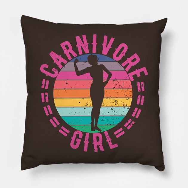 CARNIVORE GIRL MEAT EATER STEAK LOVER CUTE FIT COWGIRL WOMAN Pillow by CarnivoreMerch