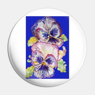 Pansy Watercolor Purple Flower Pattern on Navy Blue Pin