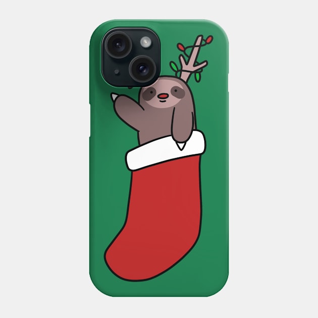 Reindeer Stocking Sloth Phone Case by saradaboru