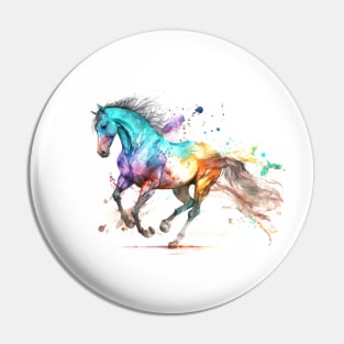 Horese running dynamic equine art Pin