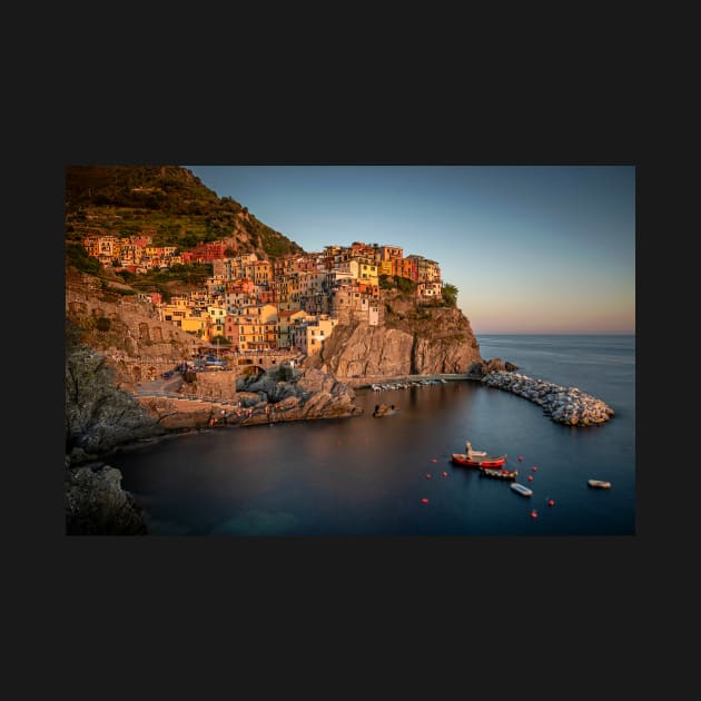 Manarola Village View at Sunset with Long Exposure by TonyNorth