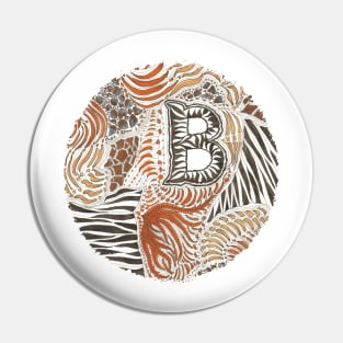 B Initial Animal Print Pin